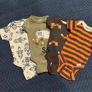Carter's and Gerber Baby One Piece Set - Green, Gray, Brown, Orange